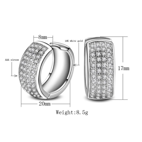 New 925 Sterling Silver Diamond Crystal Huggie Hoop Earrings - Picture 6 of 12